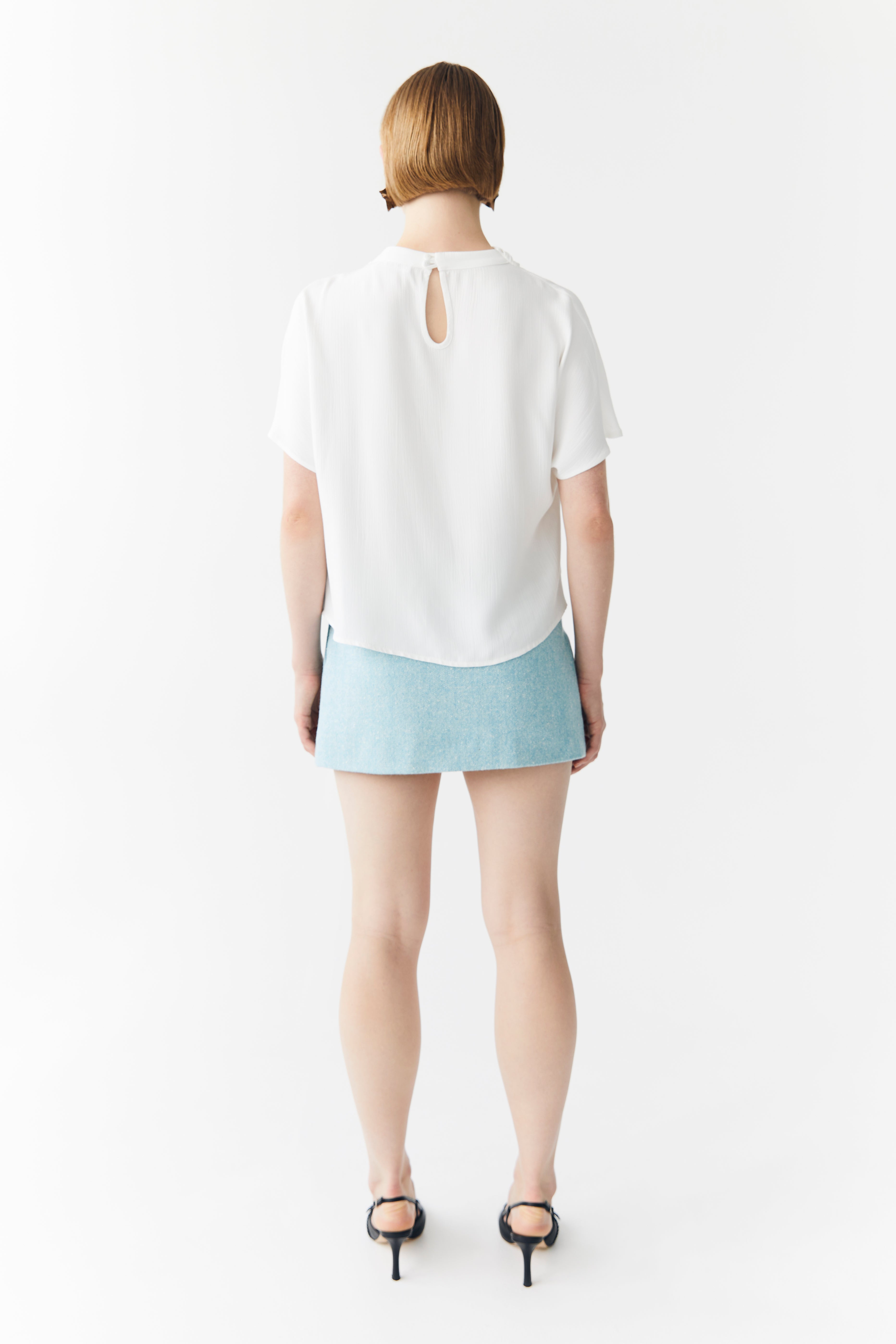 Mica Mini Skirt - Aqua Tweed
