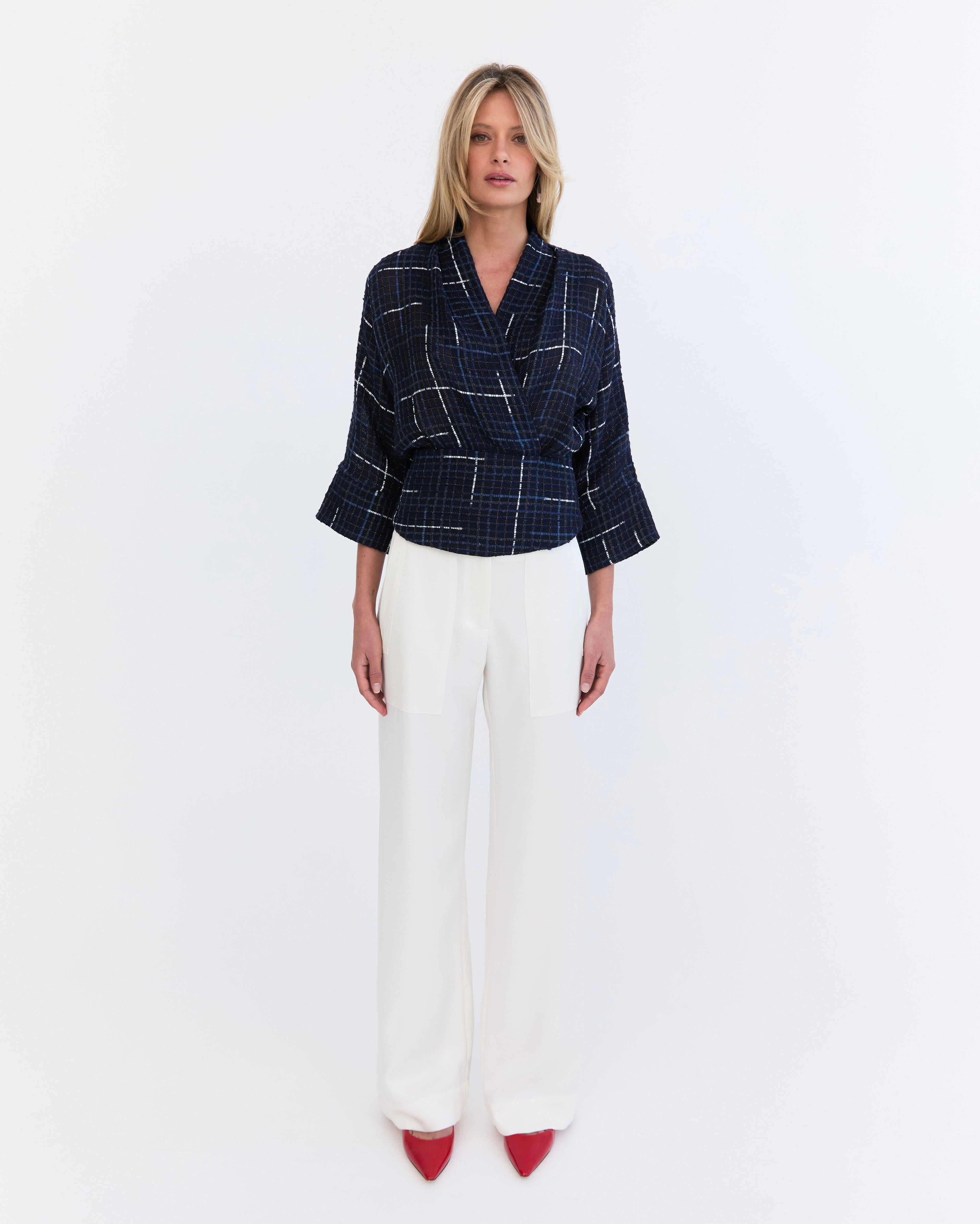 Akira Kimono Top - Navy Tweed