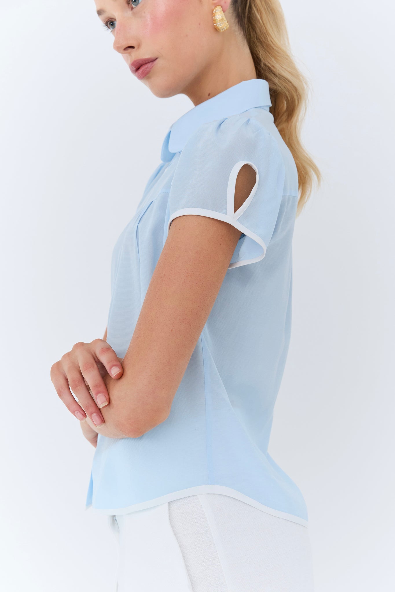 Ludovina Blouse - Ice Blue Silk Satin