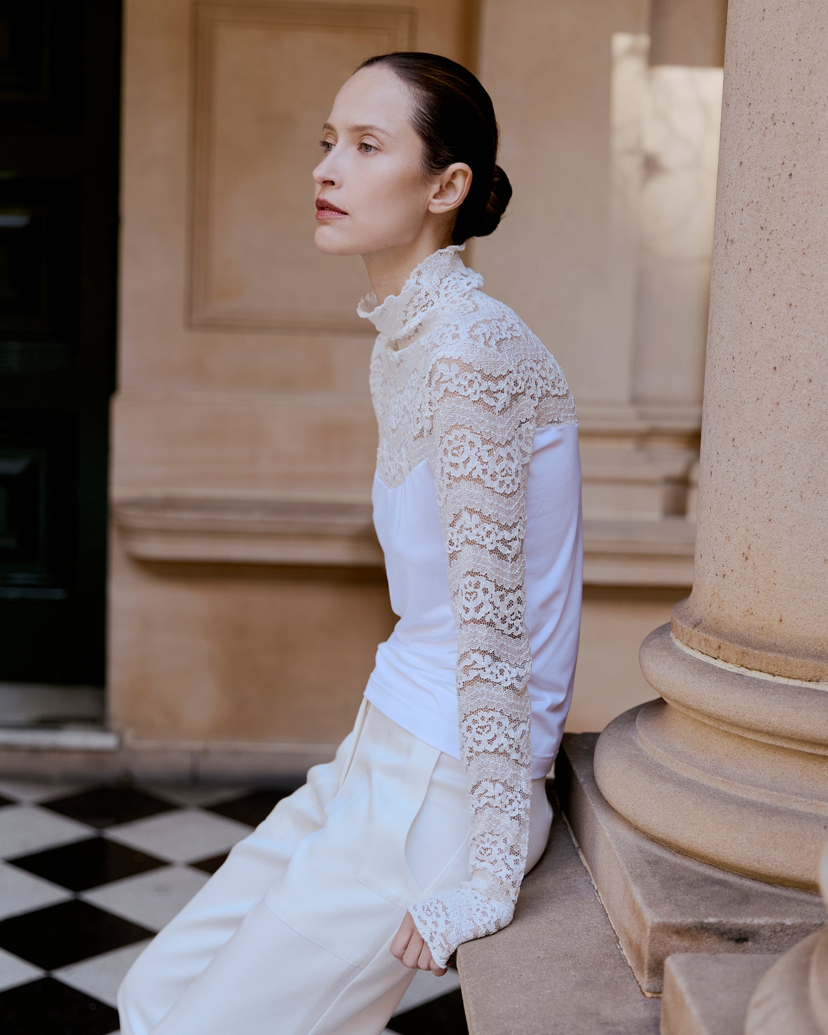 Amelie Lace Skive - Ivory