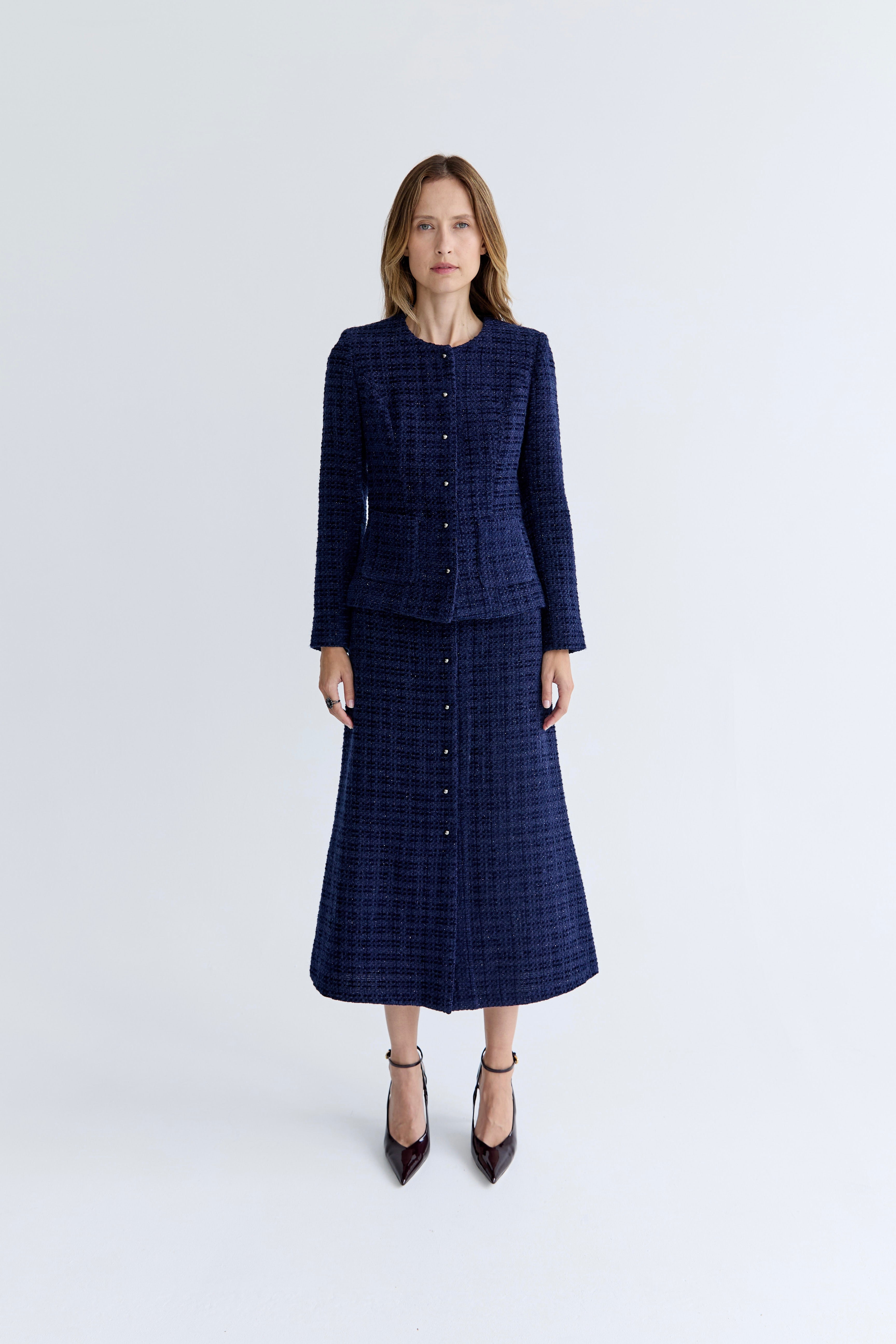 Joanne Skirt - Navy Tweed