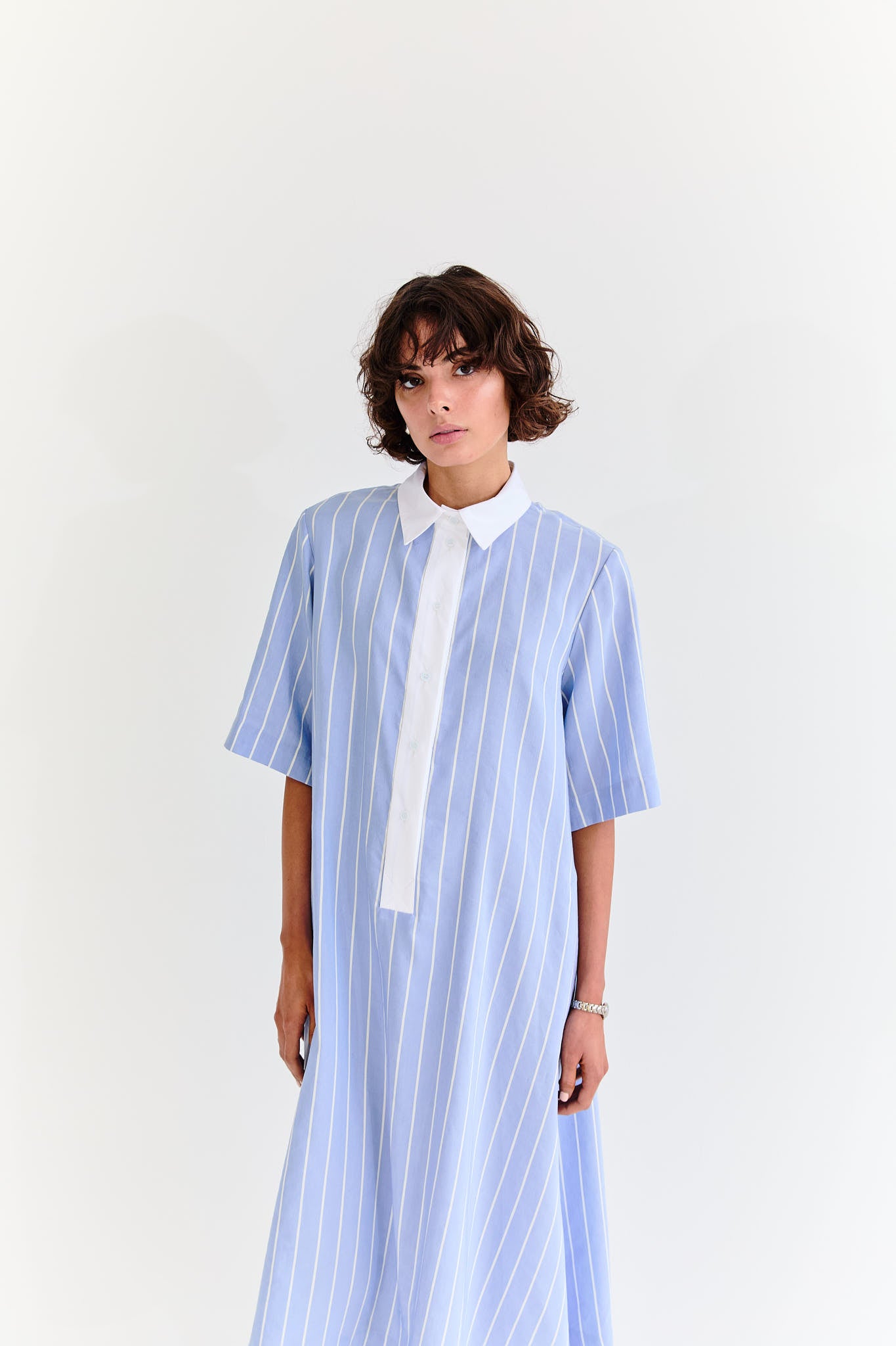 English Dress - Blue Stripe