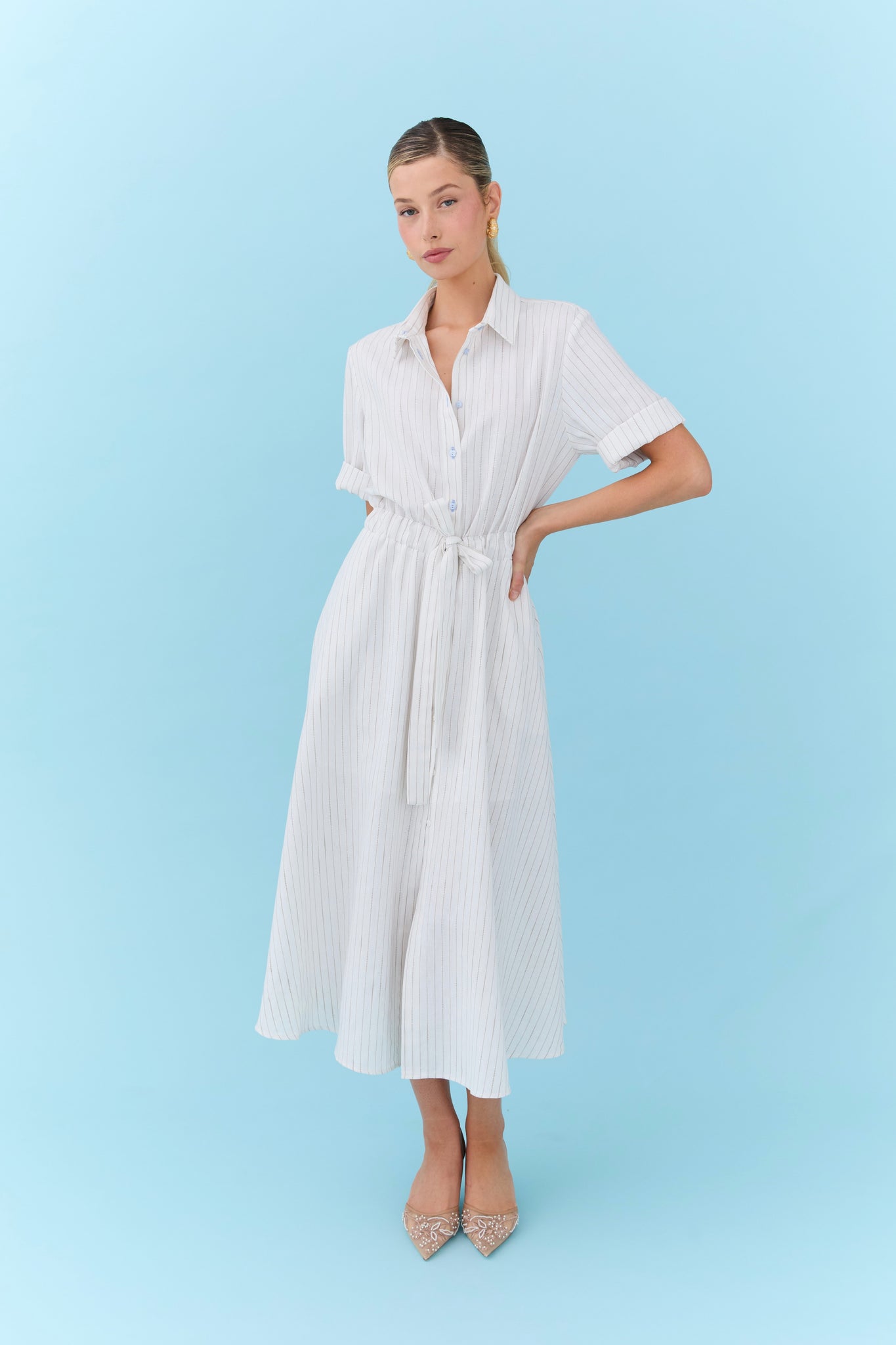 Nicole Dress - Linen Stripe