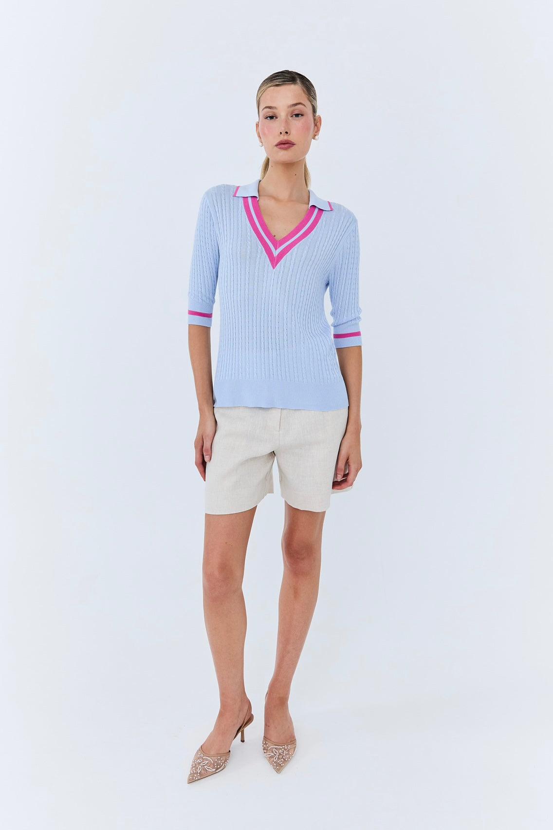 Michèle Polo Knit - Sky Blue