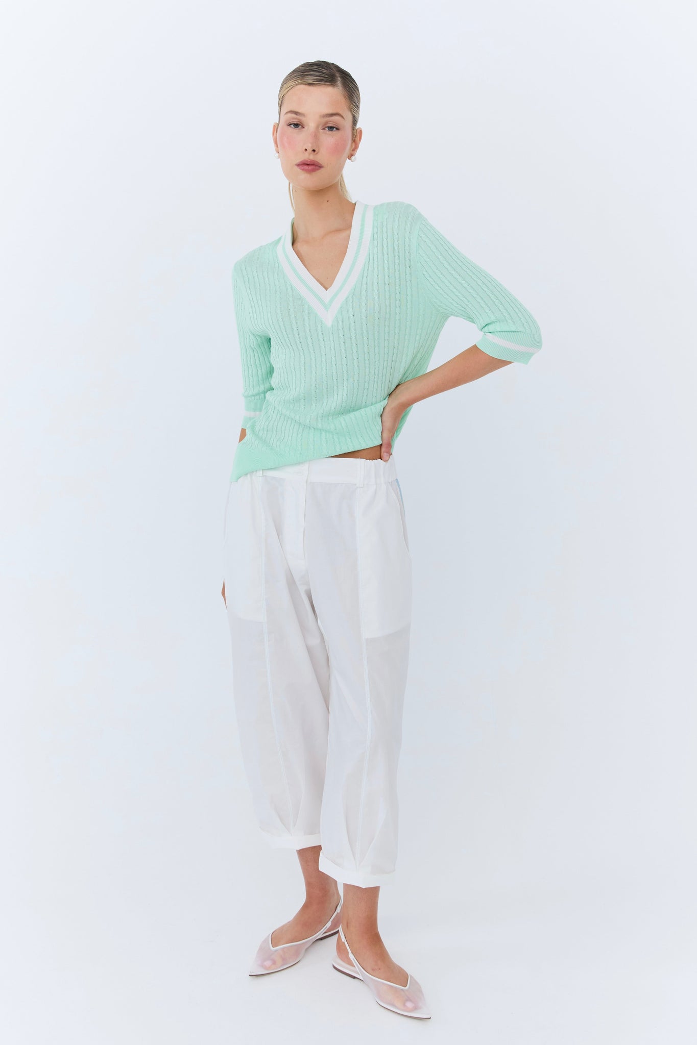 🎁 Michèle Polo Knit - Mint (100% off)