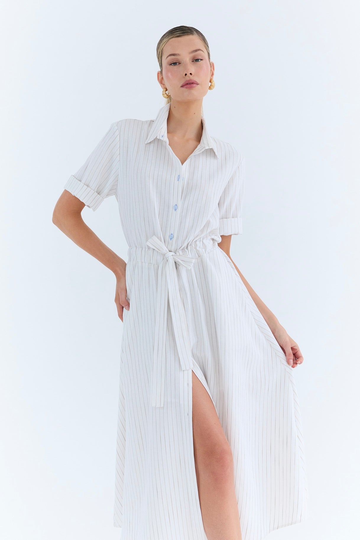 Nicole Dress - Linen Stripe
