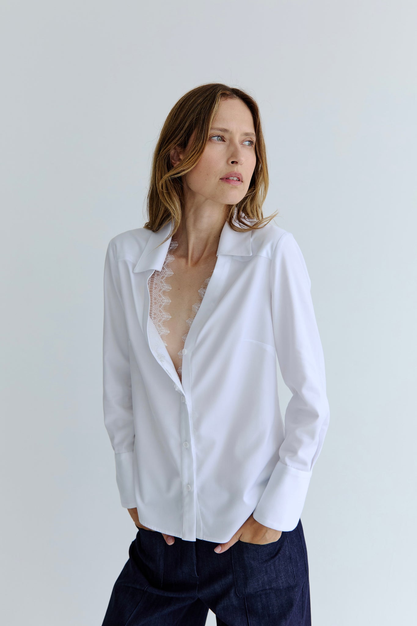 Shantal Lace Shirt - White