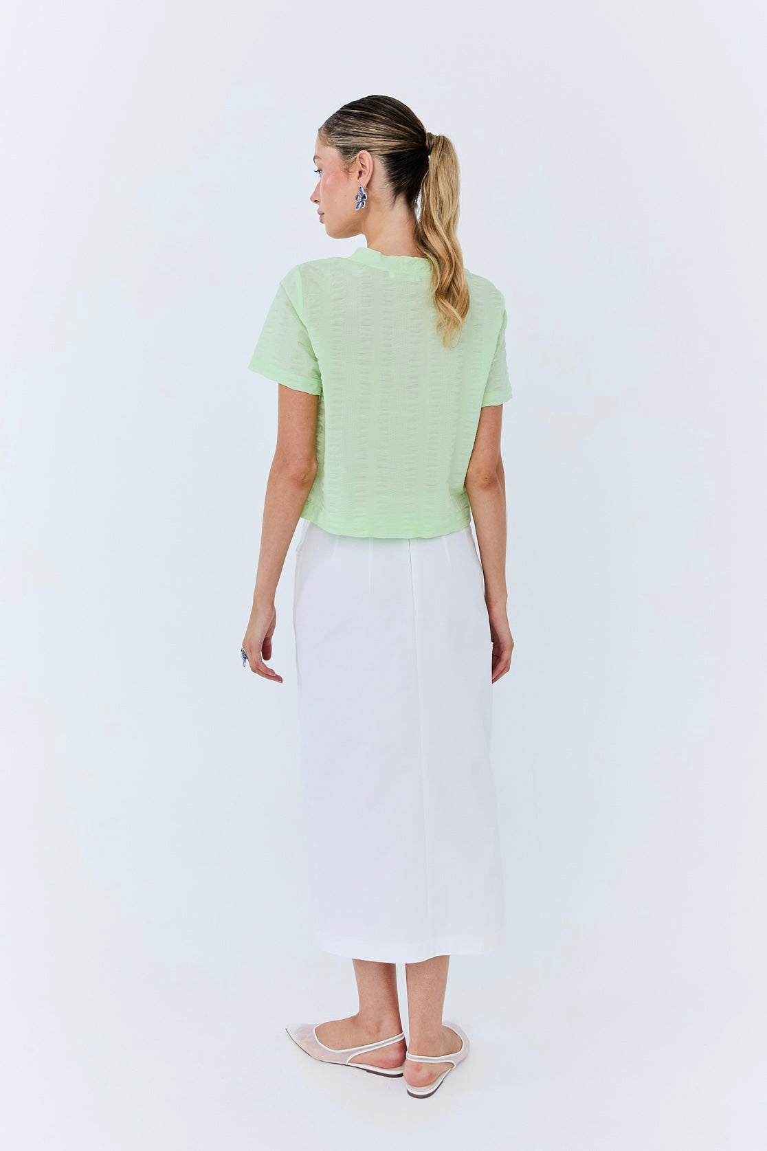 Gabrielle Tee - Mint Green Seersucker