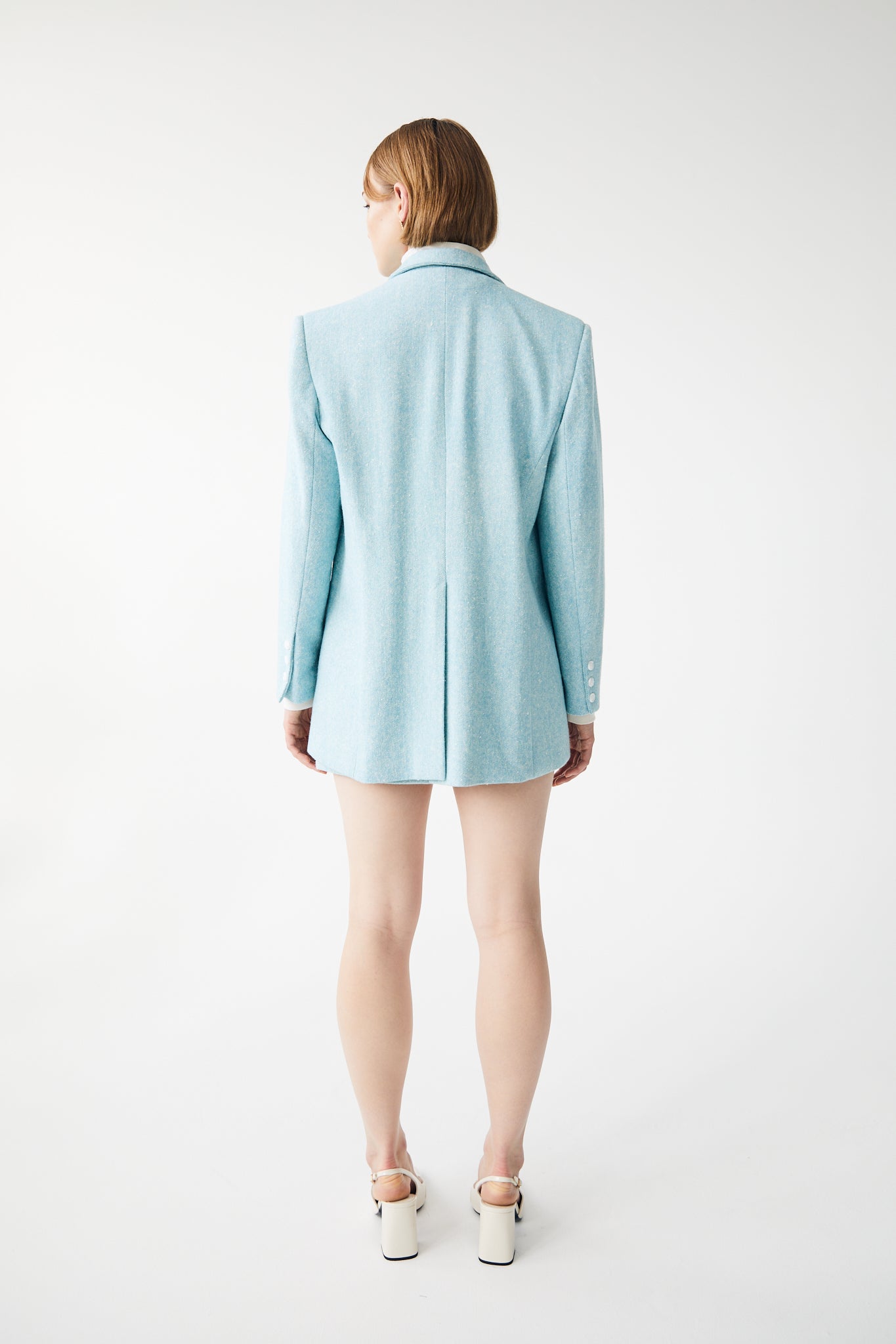 Megan Oversized Blazer - Aqua Tweed