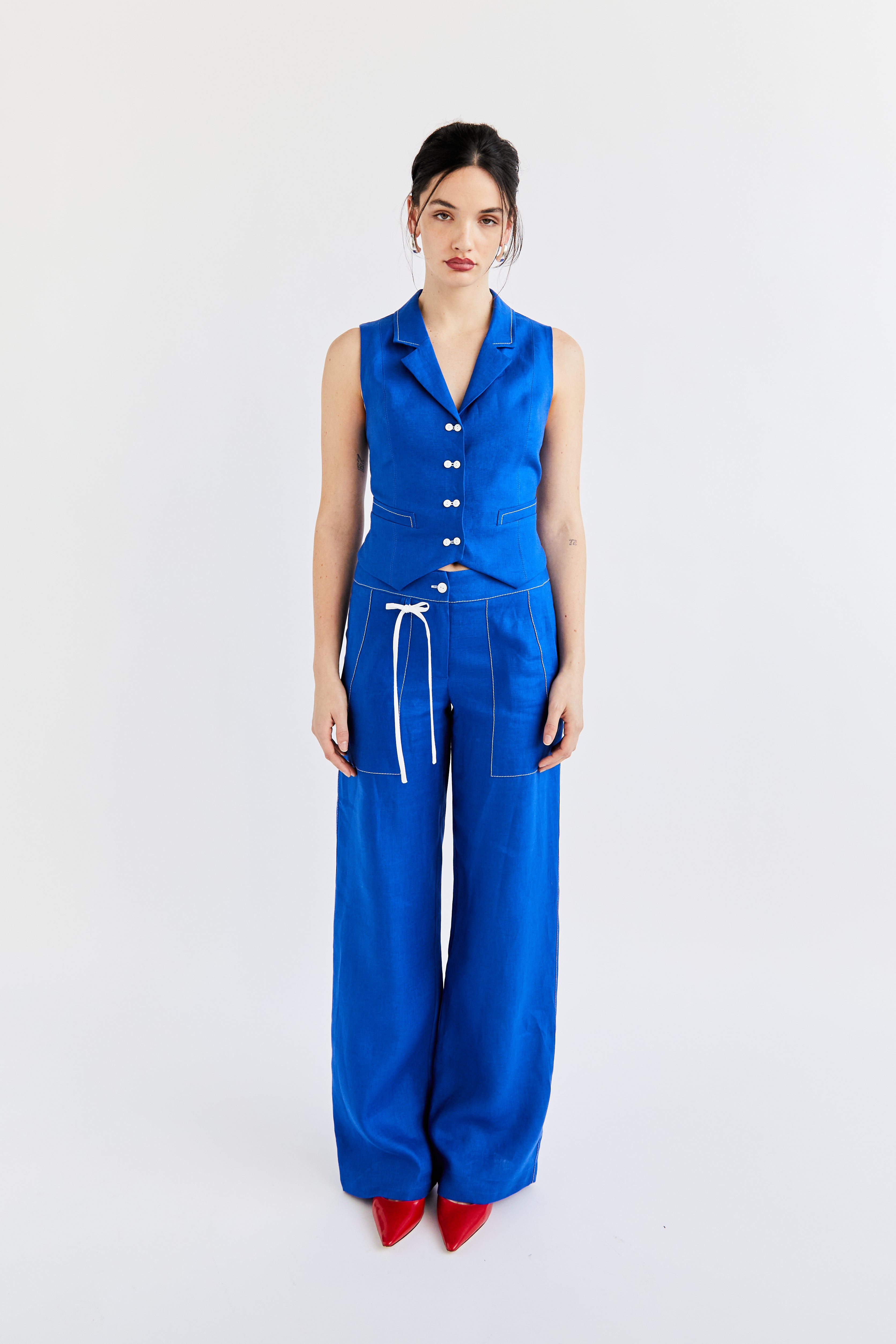Marlene Pant - Cobalt Linen