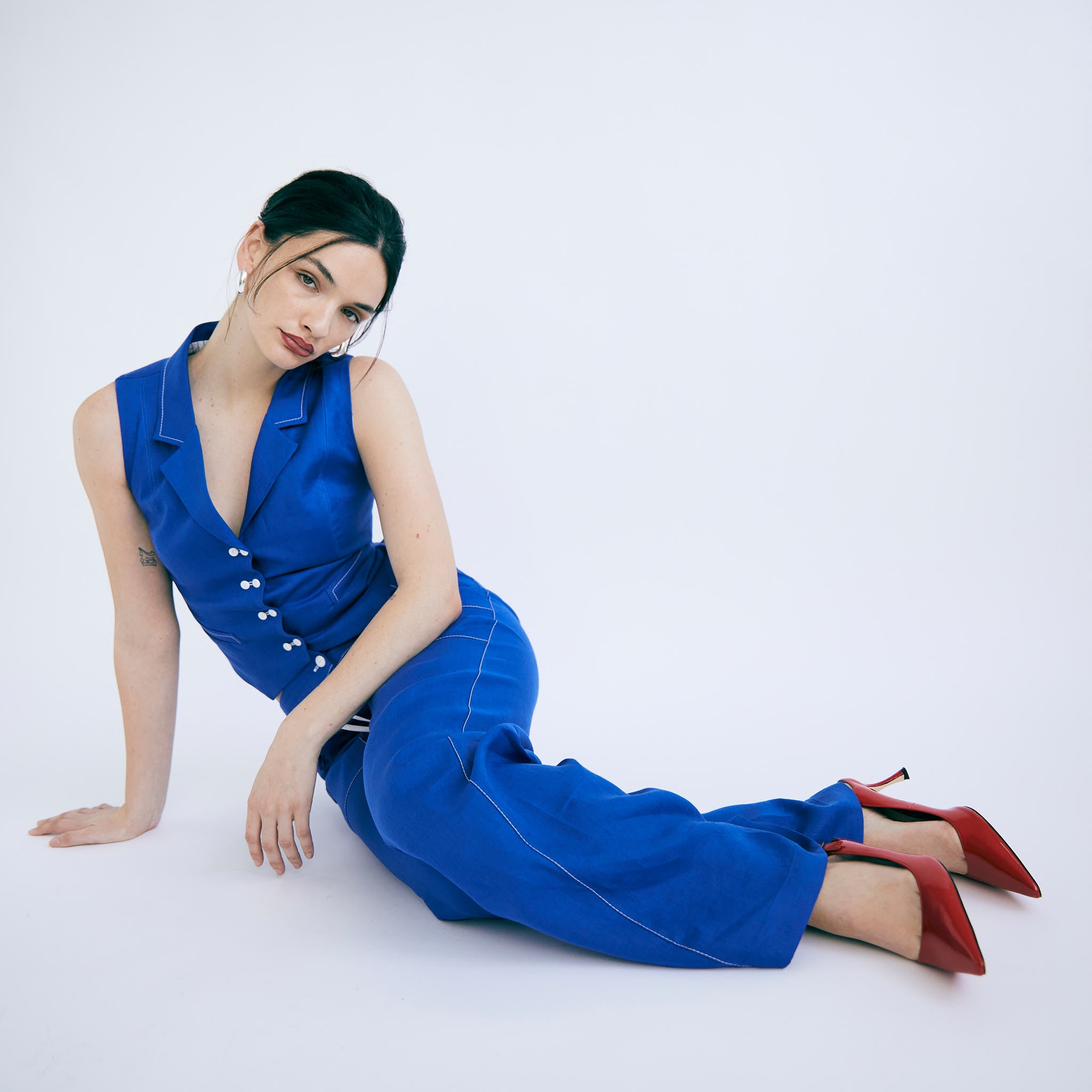 Camille Vest - Cobalt Linen