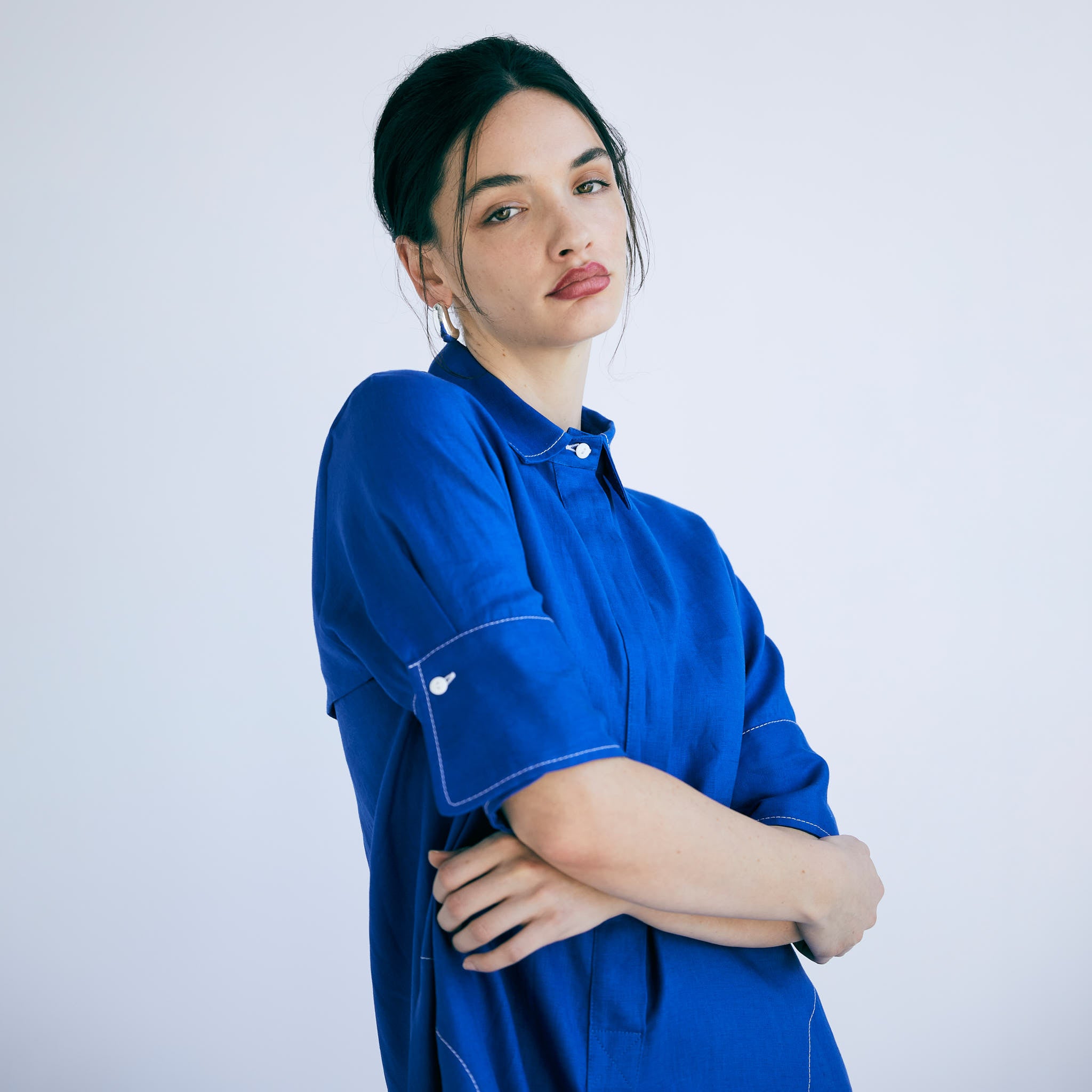 English Dress - Cobalt Linen