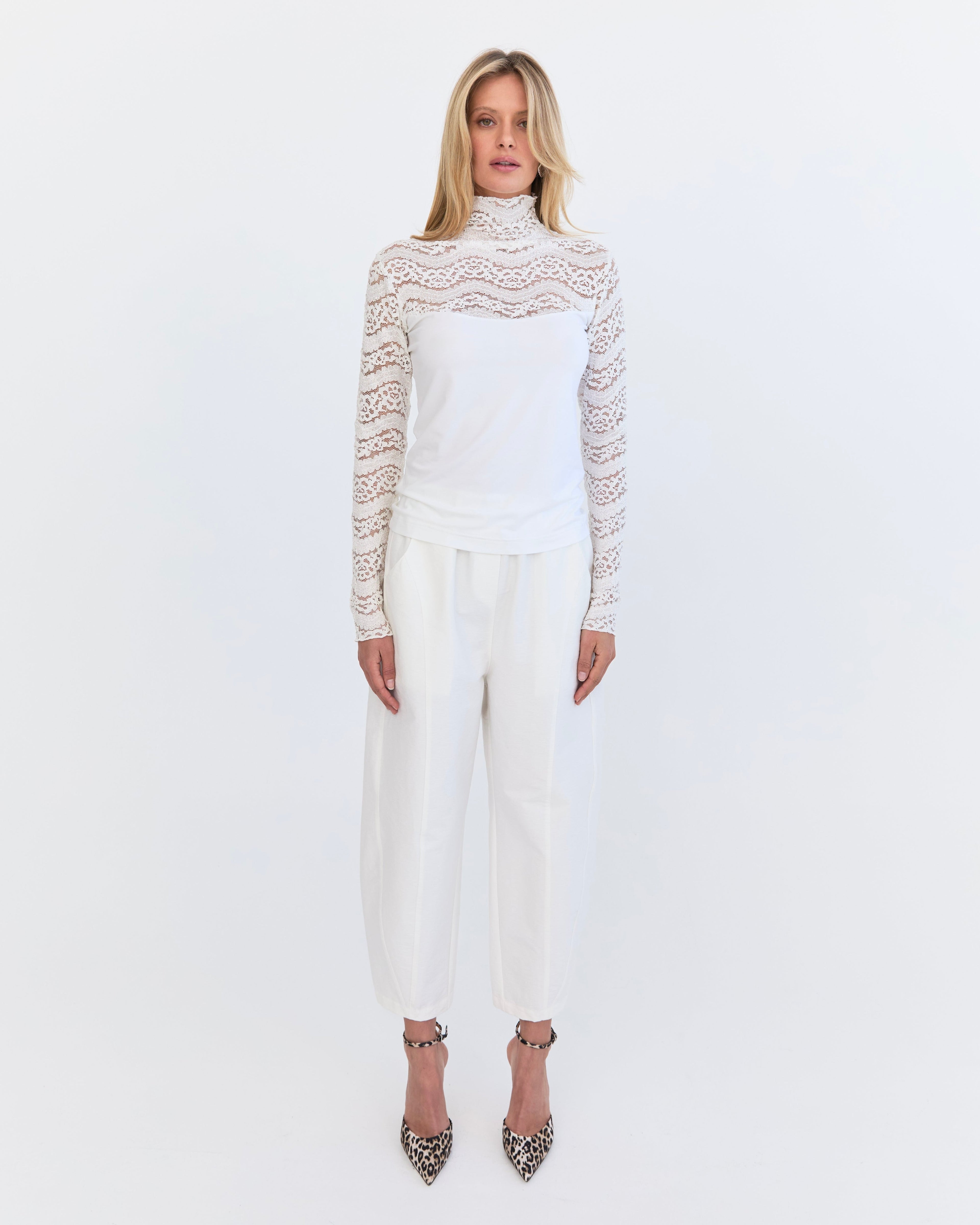 Amelie Lace Jersey Skive - Ivory