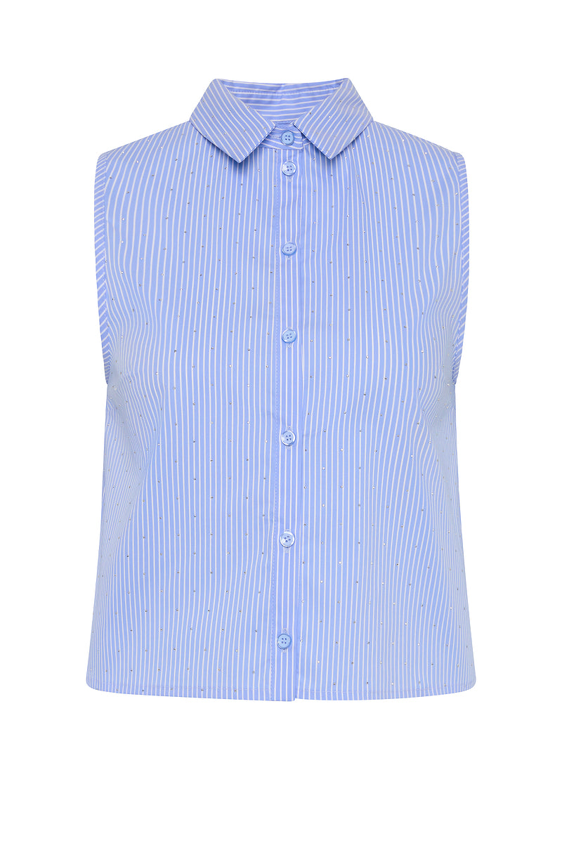 Anastasia Shirt - Blue Diamanté Stripe