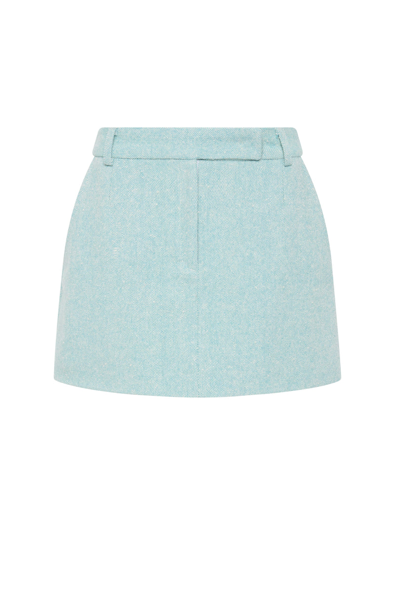 Mica Mini Skirt - Aqua Tweed
