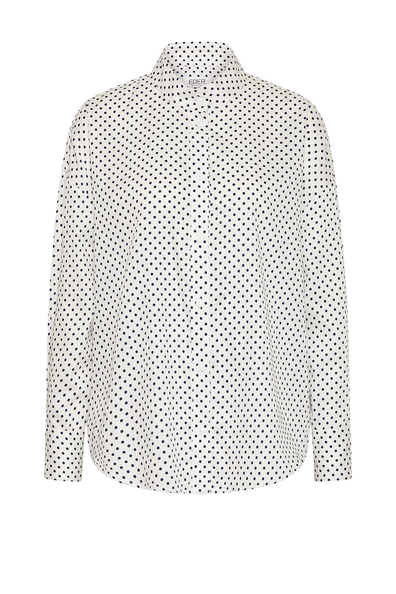 Jacqueline Shirt - Navy Polka Dot