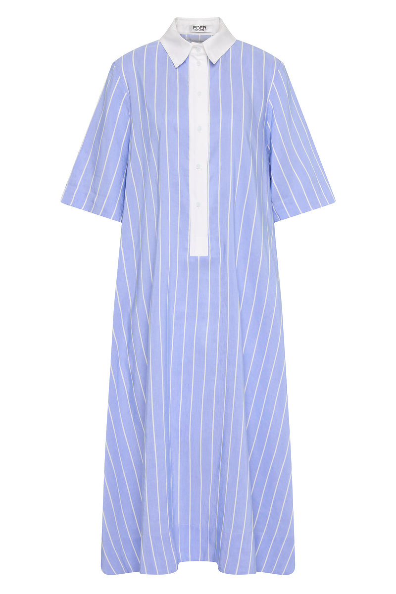 English Dress - Blue Stripe
