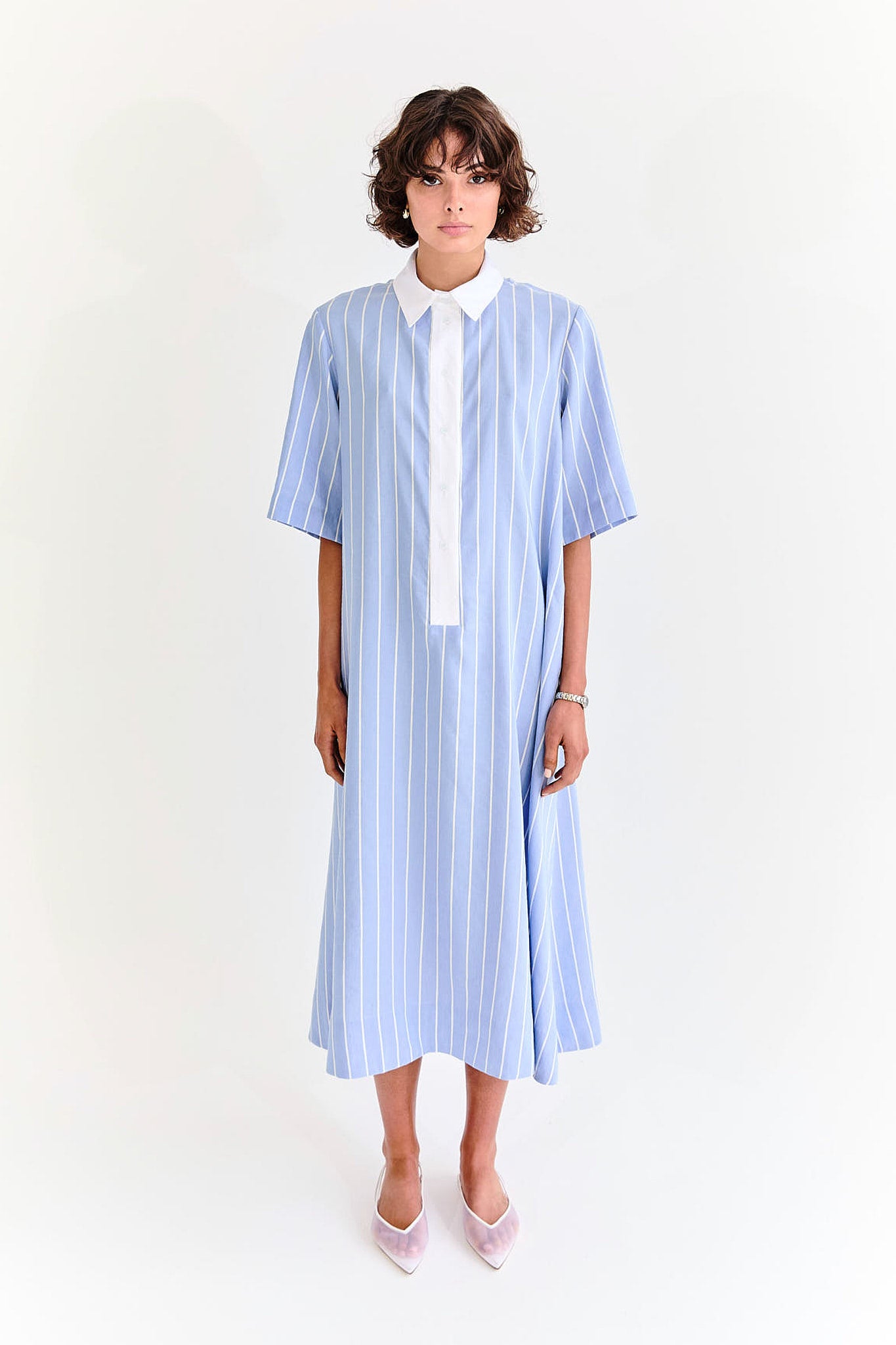 English Dress - Blue Stripe