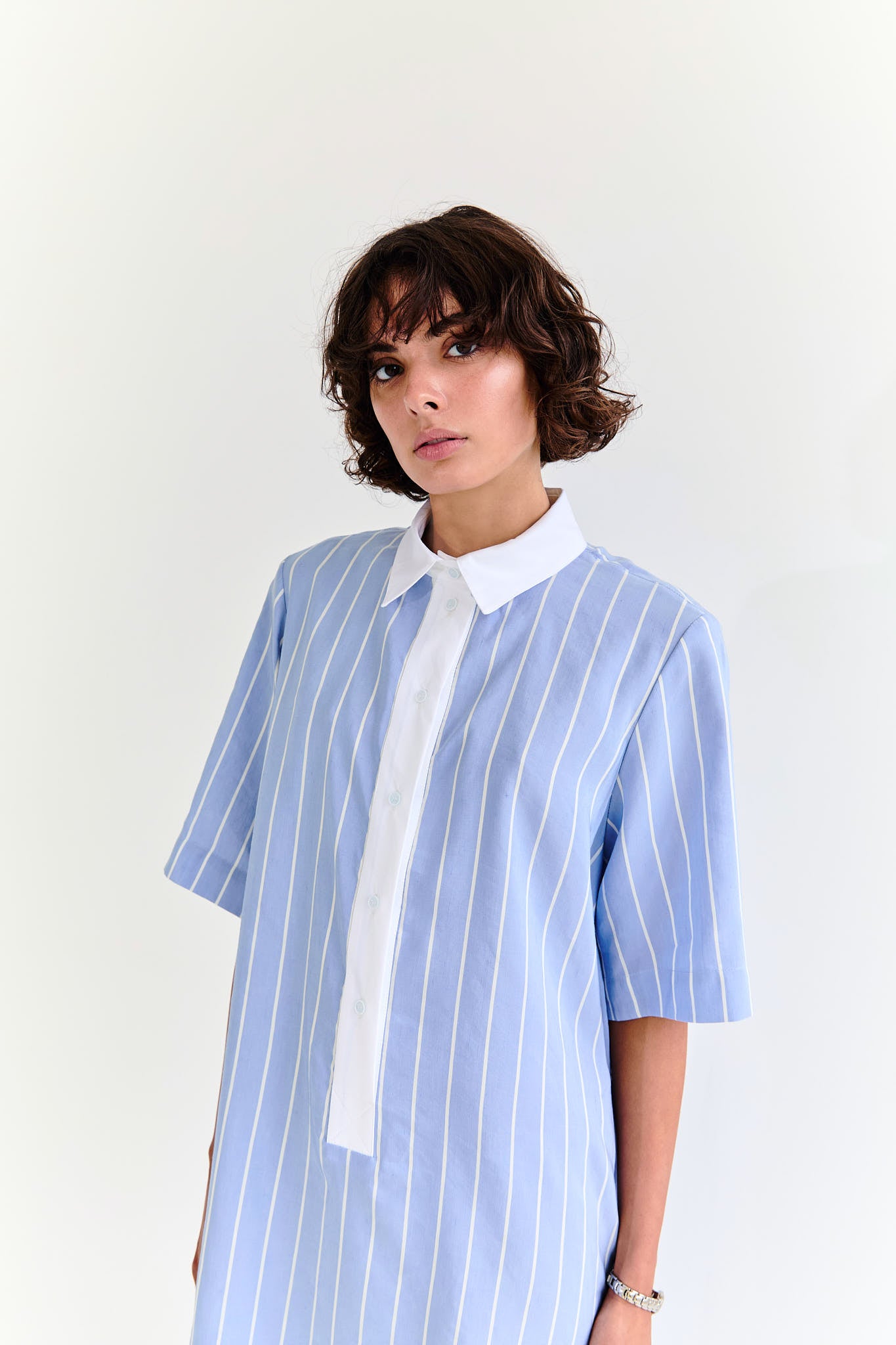 English Dress - Blue Stripe