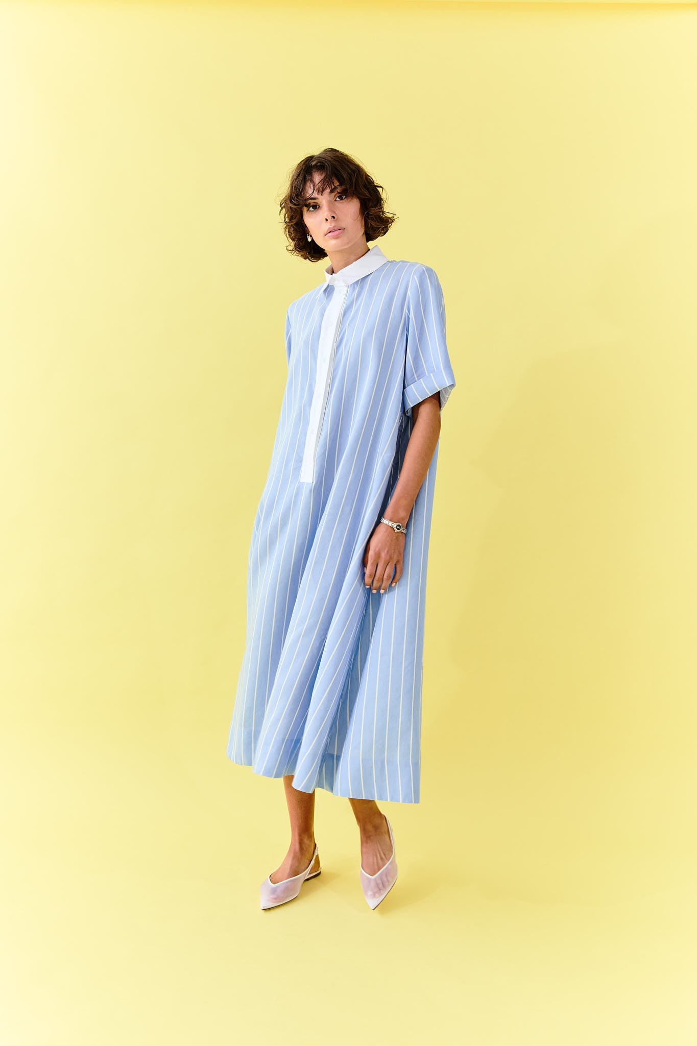 English Dress - Blue Stripe