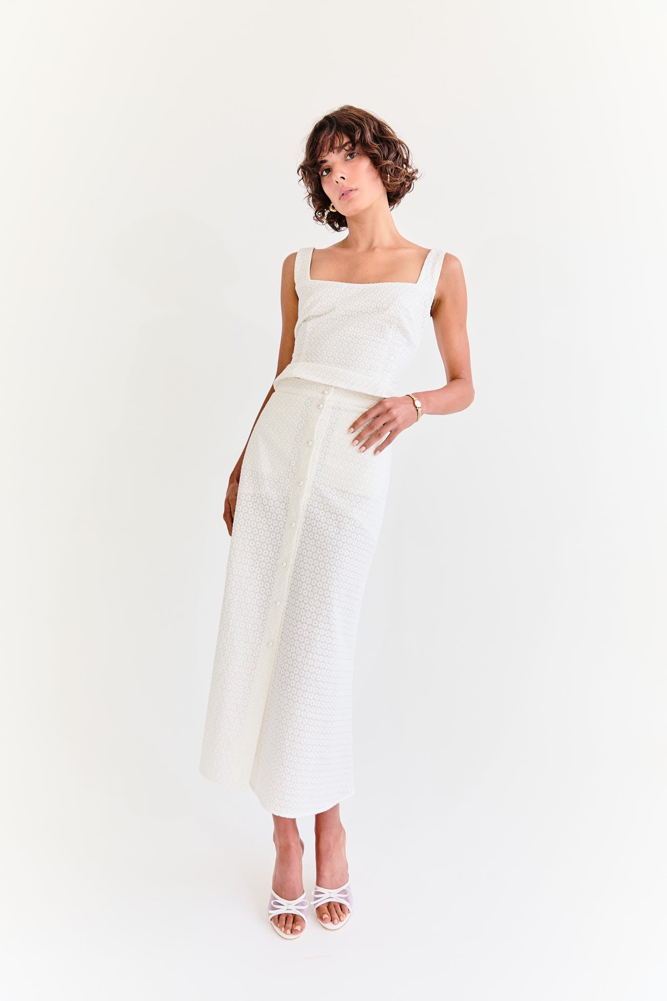 Capri Cami - White Anglaise