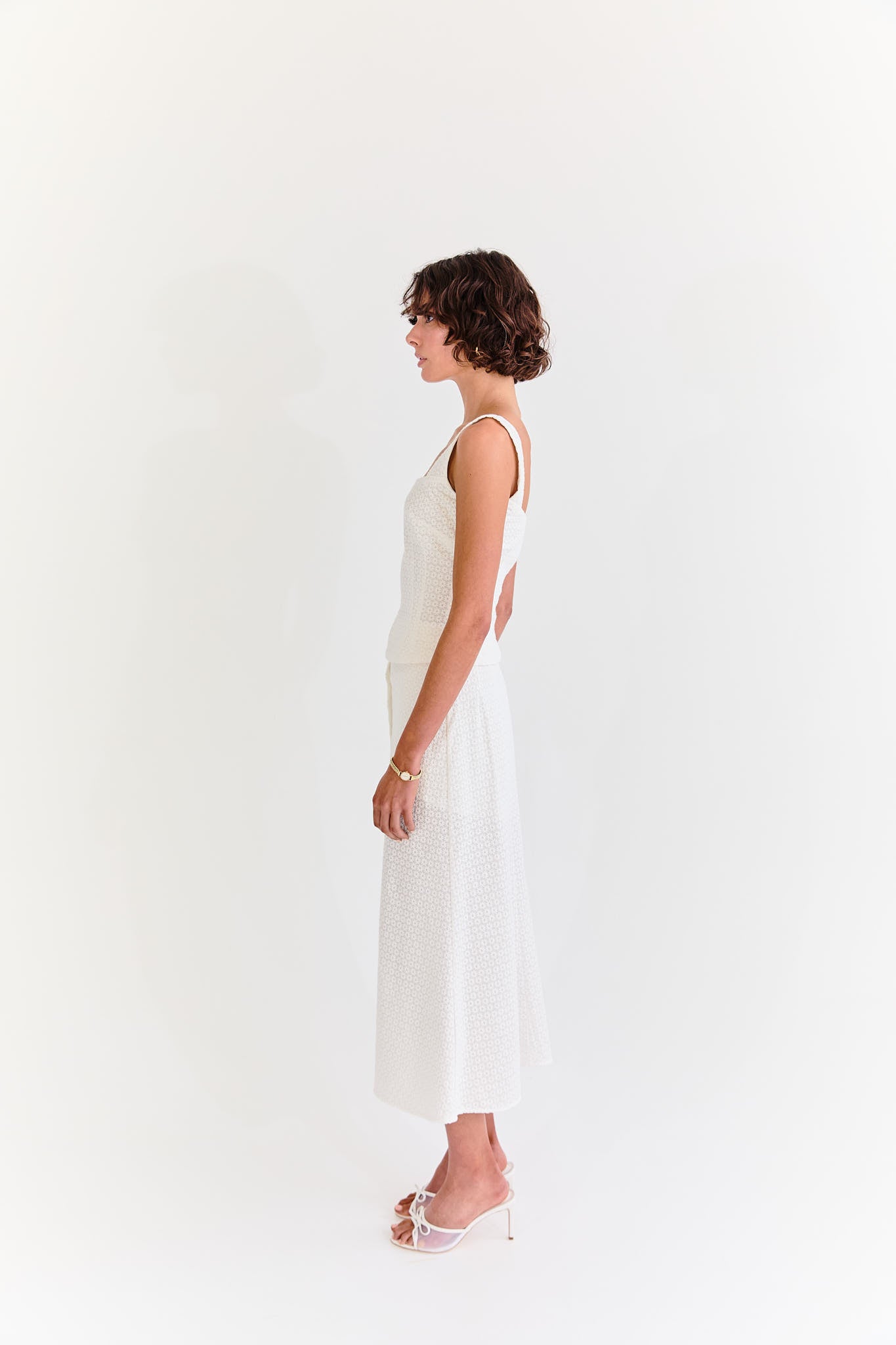 Capri Cami - White Anglaise
