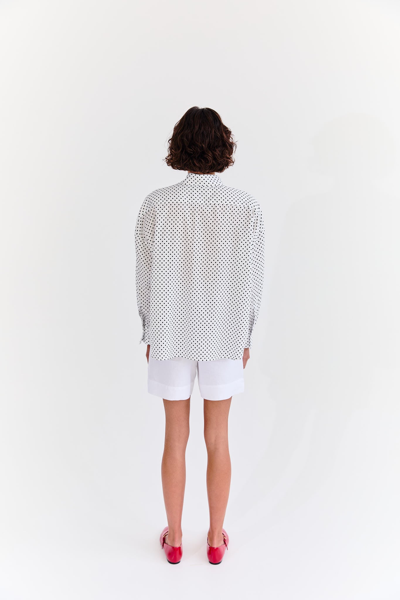 Jacqueline Shirt - Navy Polka Dot