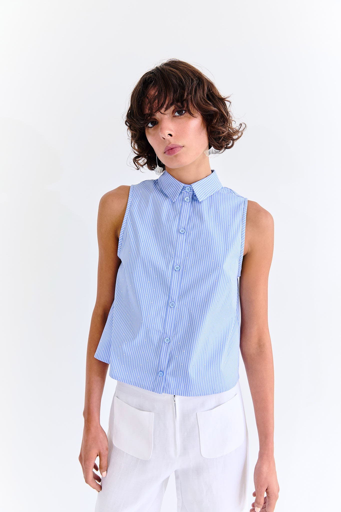 Anastasia Shirt - Blue Diamanté Stripe