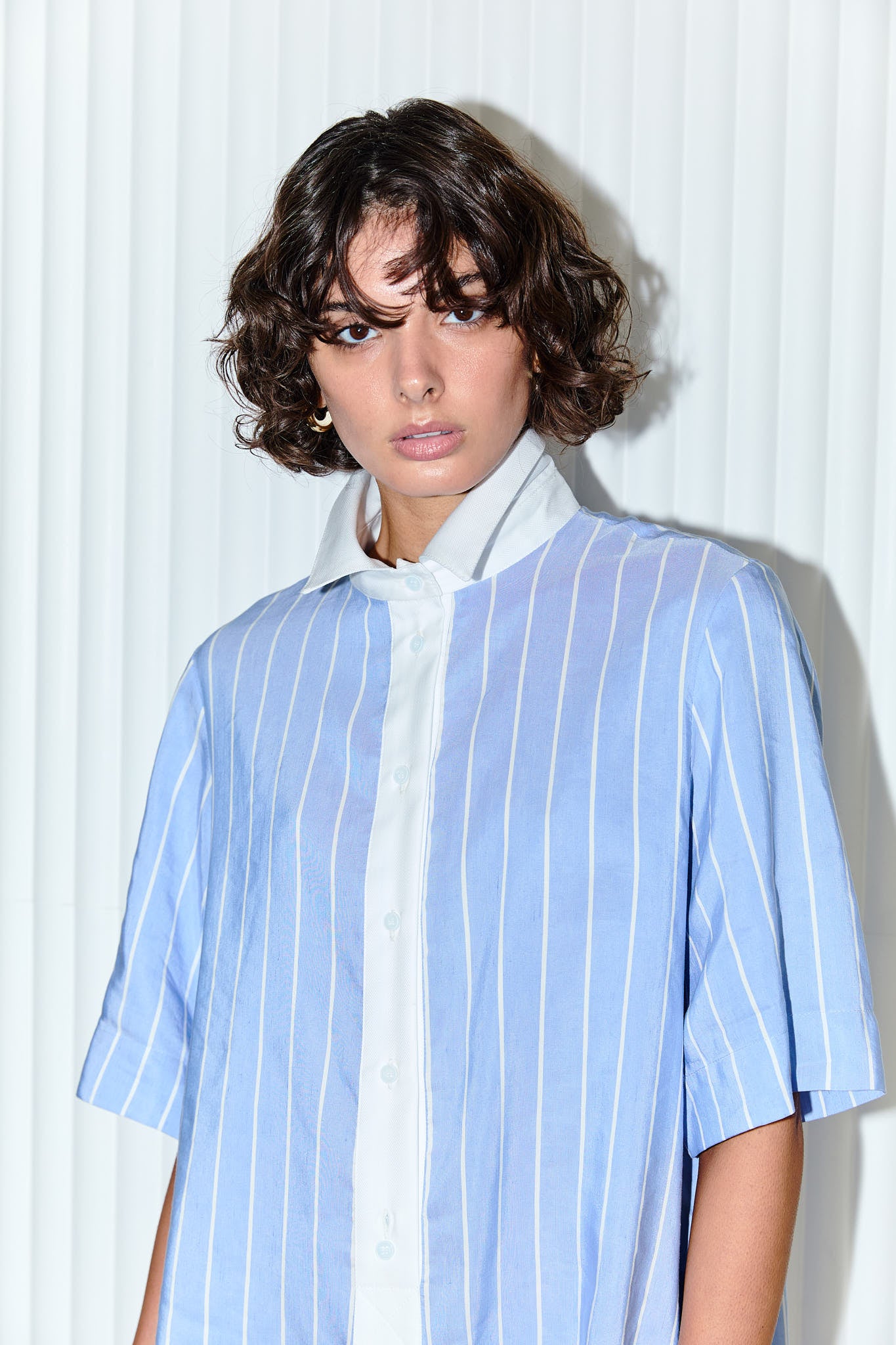 English Short Dress - Blue Stripe