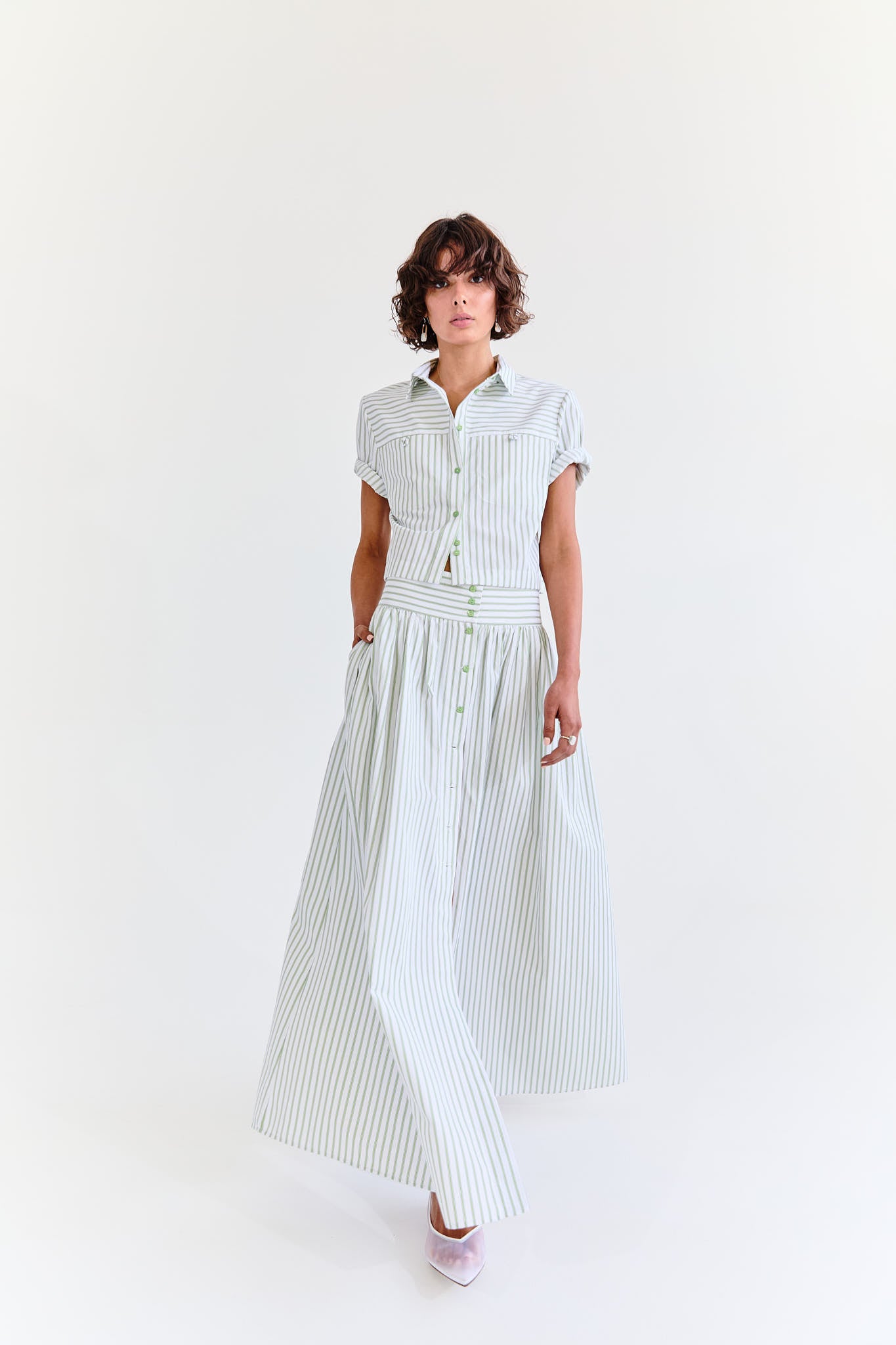 Penelope Skirt - Pistachio Stripe