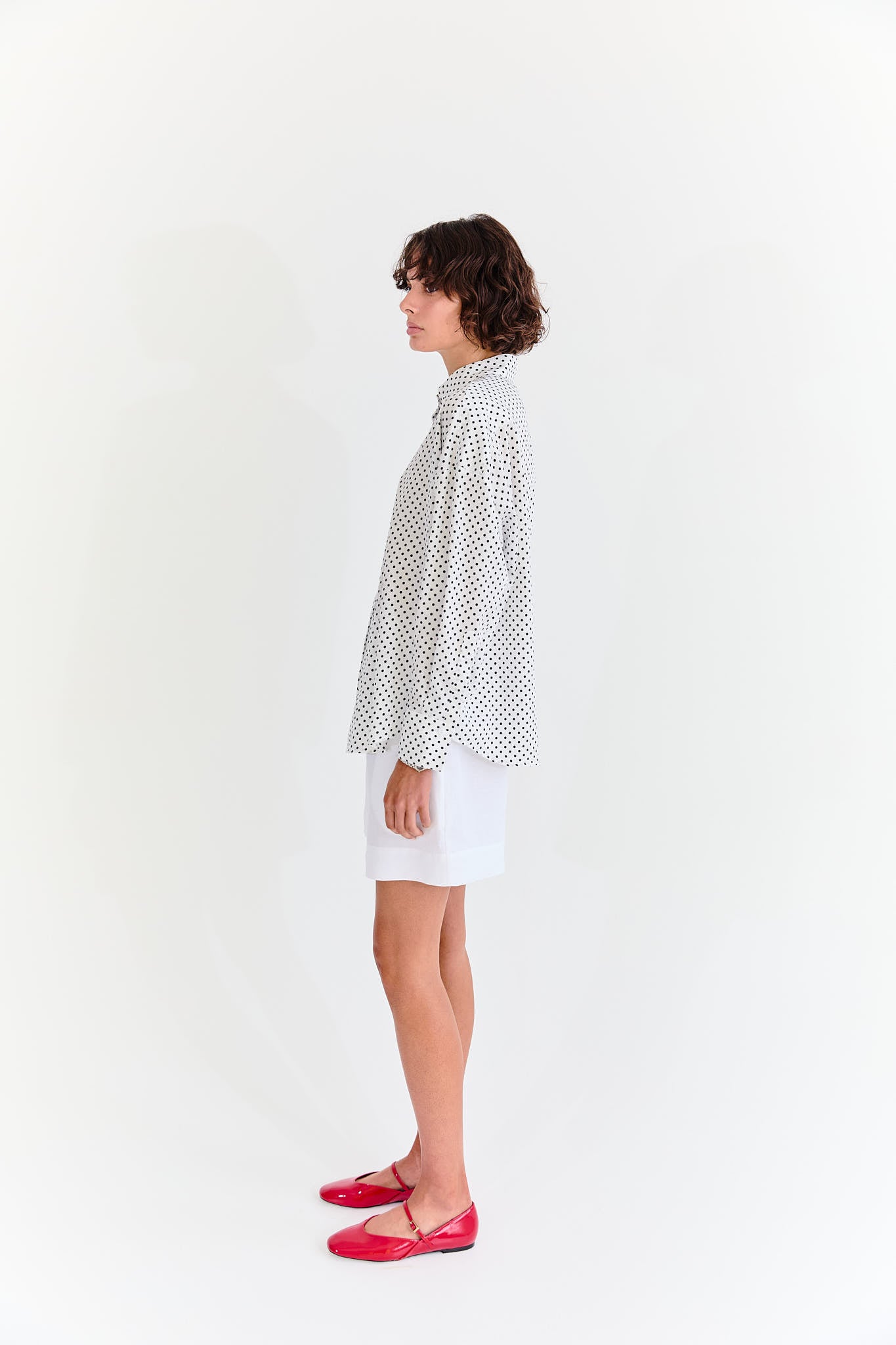 Jacqueline Shirt - Navy Polka Dot