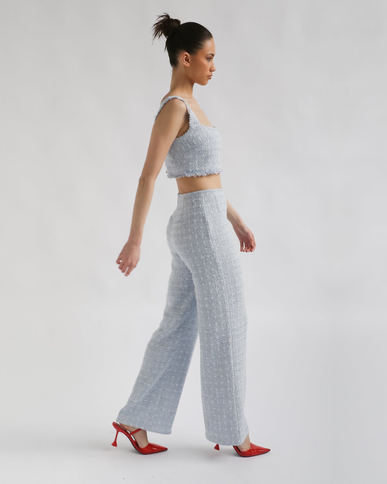 Dawn Pant - Powder Blue Tweed